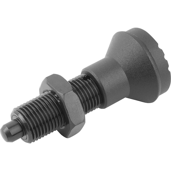 Indexing Plunger Wo. Groove Size:3 D1=M16X1, 5, Form:H Steel, Hardened, Comp: Plastic, Comp:Black